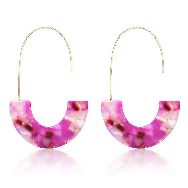 MOLOCH Acrylic Earrings Statement Tortoise Hoop Earrings Resin Wire Drop Dangle Earrings Fashion Jewelry For Women (pink) - Image 1